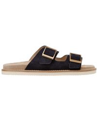 Brunello Cucinelli - Two-strap Leather Sandals - Lyst