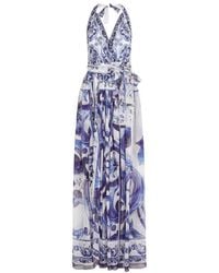 Dolce & Gabbana - Long Sleeveless Chiffon Dress With Majolica Print - Lyst