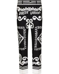 Dolce & Gabbana - Pantalon en popeline de coton à imprimé marine - Lyst