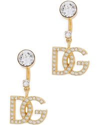 Dolce & Gabbana - Ohrringe mit DG-Logo und Strasssteinen - Lyst