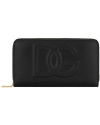 Dolce & Gabbana - Calfskin Zip-around Wallet With Logo - Lyst