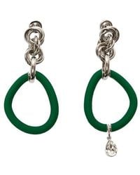 JW Anderson Oversized Link Chain Earrings With Crystal - Green