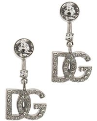 Dolce & Gabbana - Earrings With Dg Logo And Rhinestones - Lyst