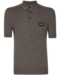 Dolce & Gabbana - Wool Polo-Shirt With Branded Tag - Lyst