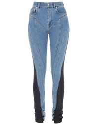 Mugler - Slited Bi-Material Spiral Jeans - Lyst