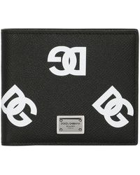 Dolce & Gabbana - Calfskin Bifold Wallet With All-over Dg Print - Lyst