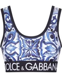 Dolce & Gabbana - Haut en jersey avec élastique à logo - Lyst