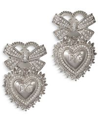 Dolce & Gabbana - Devotion Earrings In White Gold With Diamonds - Lyst
