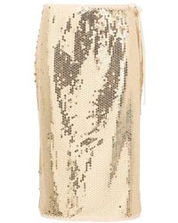 Prada - Goldener Midirock Mit Pailletten - Lyst
