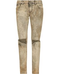 Dolce & Gabbana - Skinny-Jeans aus Stretchgewebe mit Overdye-Effekt und Rissen - Lyst