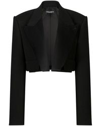 Dolce & Gabbana - Short Tuxedo Jacket In Double Wool - Lyst