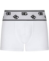Dolce & Gabbana - Fine-rib Cotton Boxers With Dg Logo - Lyst