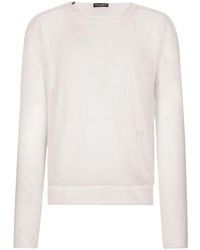 Dolce & Gabbana - Technical Linen Sweater With Distressed Details - Lyst