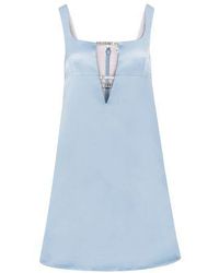 Nina Ricci Crystal embellished Satin Mini Dress in Blue Lyst UK