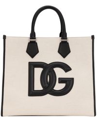 Dolce & Gabbana - Canvas Shopper With Calfskin Nappa Details - Lyst