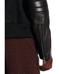 Balmain - Wool And Leather Varsity Jacket - Lyst