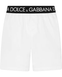 Dolce & Gabbana - Mid-Length Swim Trunks With Branded Stretch Waistband - Lyst