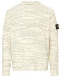 Stone Island - Round Neck Sweater With Logo Patch - Lyst
