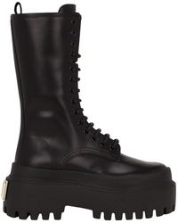 Dolce & Gabbana - Platform Leather Combat Boots - Lyst