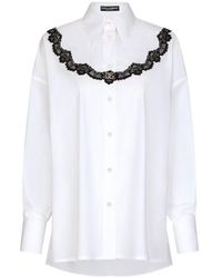 Dolce & Gabbana - Oversize Poplin Shirt With Lace Inserts - Lyst