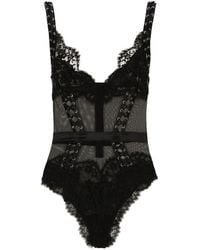 Dolce & Gabbana - Lace And Tulle Bodysuit - Lyst