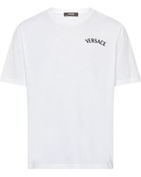 Versace - Embroidery Jersey T-shirt With Stamp Print - Lyst