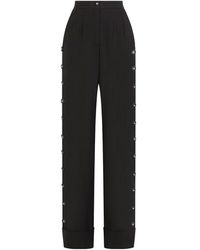 Dolce & Gabbana - Piqué Palazzo Pants With Buttons - Lyst
