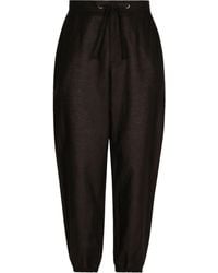 Dolce & Gabbana - Pantalon de jogging en lin et coton avec étiquette logo - Lyst