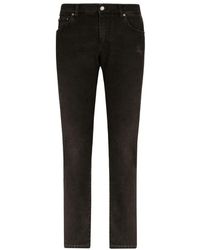 Dolce & Gabbana - Slim Fit Stretch Denim Jeans With Subtle Abrasions - Lyst