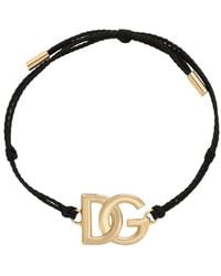 Dolce & Gabbana - Cord Bracelet With Large Logo - Lyst