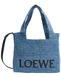 Loewe - Mittelgroße Tote Bag Font Aus Raffia - Lyst