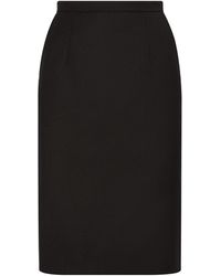 Dolce & Gabbana - Wool Crepe Midi Pencil Skirt - Lyst