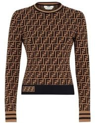 Fendi Ff Knit Pullover Sweater - Brown