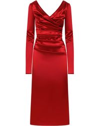 Dolce & Gabbana - Wadenlanges drapiertes Kleid aus Satin - Lyst