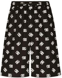 Dolce & Gabbana - Cotton jogging Shorts With Dg Monogram Print - Lyst