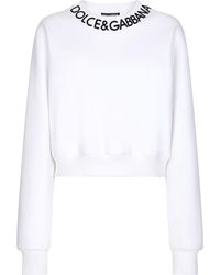 Dolce & Gabbana - Cropped-Sweatshirt aus Jersey mit Logo-Stickerei am Hals - Lyst