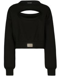 Dolce & Gabbana - Technical Jersey Sweatshirt With Cut-Out And Tag - Lyst