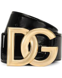Dolce & Gabbana - Ceinture en cuir verni avec logo DG - Lyst
