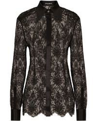 Dolce & Gabbana - Hemd aus Chantilly-Spitze mit Satin-Details - Lyst