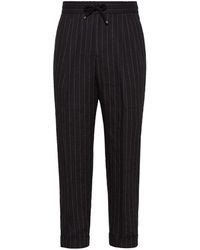 Brunello Cucinelli - Striped Linen Trousers - Lyst