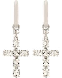 Dolce & Gabbana - Boucles d'oreille créoles avec croix en cristal - Lyst
