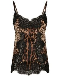 Dolce & Gabbana - Satin Top With Lace Inlay - Lyst
