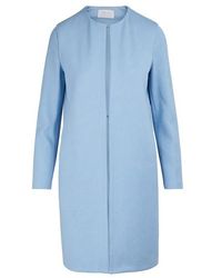 Harris Wharf London Manteau sans col en coton - Bleu