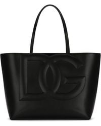 Dolce & Gabbana - Mittelgroßer Shopper Aus Kalbsleder Mit Logo - Lyst