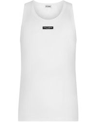 Dolce & Gabbana - Two-Way Stretch Cotton Tank Top With Logo Label - Lyst