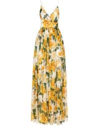 Dolce & Gabbana - Silk-blend Floral Maxi Dress - Lyst