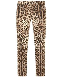Dolce & Gabbana - Leopard-Print Stretch Cotton Pants - Lyst