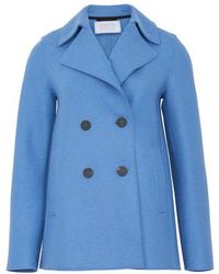 Harris Wharf London Felted Wool Coat - Blue