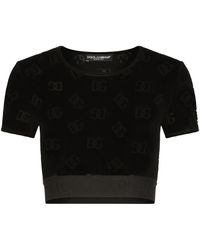 Dolce & Gabbana - Flocked Jersey T-Shirt With All-Over Dg Logo - Lyst
