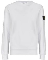 mens white stone island sweatshirt